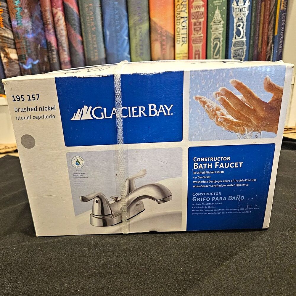 Glacier Bay Constructor Brushed Nickel Centerset 4in 2-Handle Bath Faucet 195157